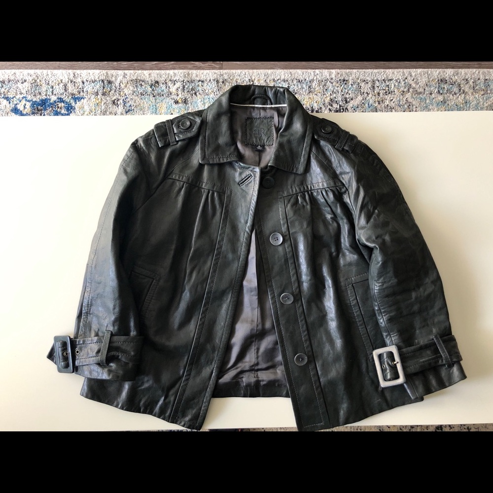 BR emerald green leather jacket